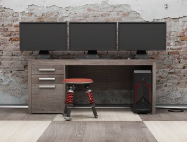 Bilgisayar iş istasyonu 3d render