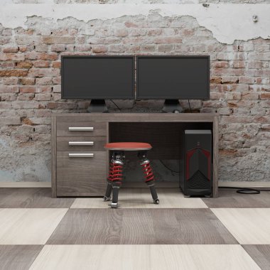 Bilgisayar iş istasyonu 3d render