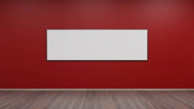 Gümüş fotoğraf çerçevesi üzerinde kırmızı duvar 3d render