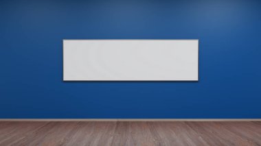 mavi duvar 3d render üzerinde gümüş fotoğraf çerçevesi