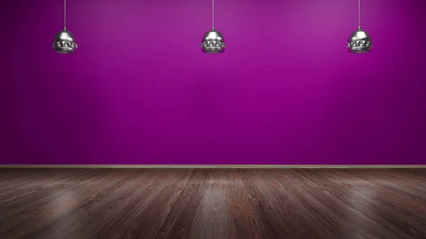 Gallery interior with empty wall and lights 3d rendering