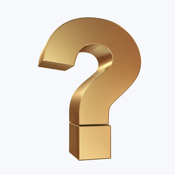 Guld fråga symbol 3d-rendering — Stockfoto