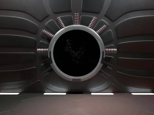 Pencere görünüm alanı Bulutsusu ve yıldız 3d render ile