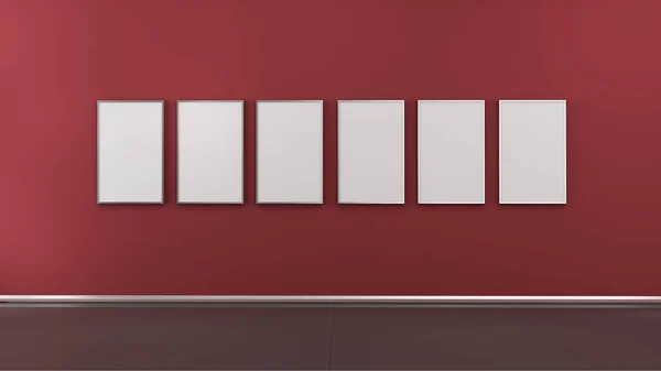 Interior with blank picture frames 3d rendering