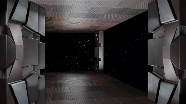Ambiente spaziale, pronto per comp dei tuoi personaggi 3D renderin — Foto Stock