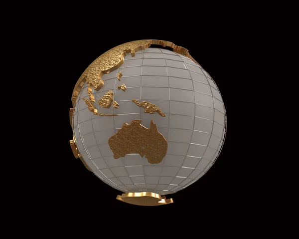 Gold Globus 3D-Darstellung — Stockfoto