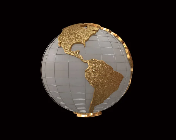 Gold Globus 3D-Darstellung — Stockfoto