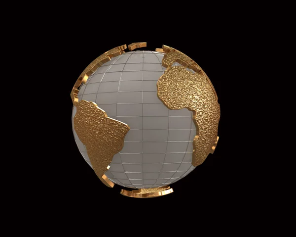 Gold globe 3d rendering — Stock Photo, Image