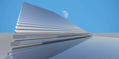 Gümüş merdiven 3d render