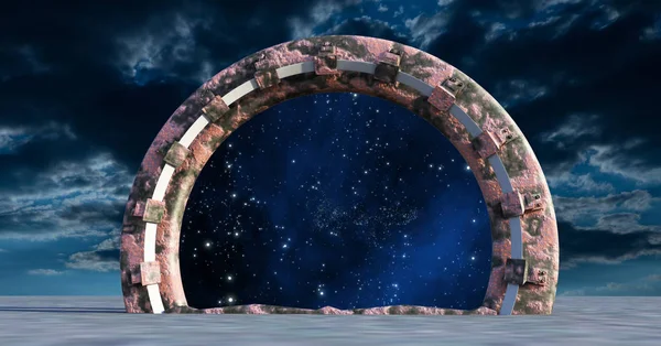 Space Gate 3D Rendering — Stockfoto