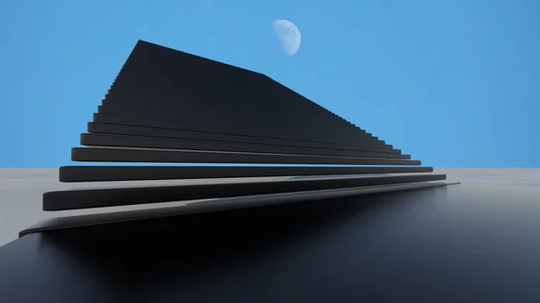Чорні сходи 3d візуалізація — стокове фото
