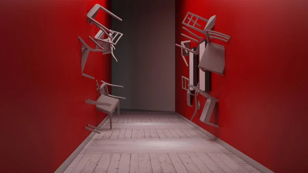 Stuhl in Wand 3D-Rendering eingebettet — Stockfoto