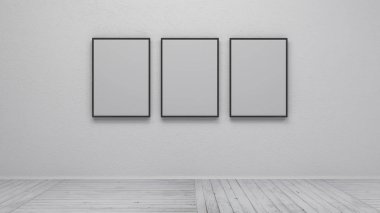 boş resim çerçevesi 3d render ile iç