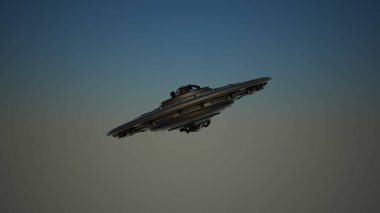 UFO uçan gökyüzü 3d render içinde