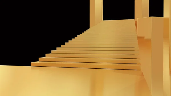 Goldene Treppe mit Podium 3D-Rendering — Stockfoto