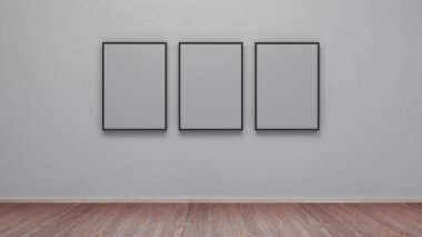 Boş resim çerçeveleri 3d render ile iç