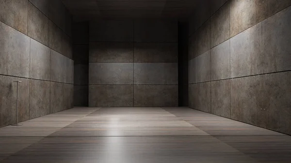 Sala de metal escuro fundo 3d renderização — Fotografia de Stock