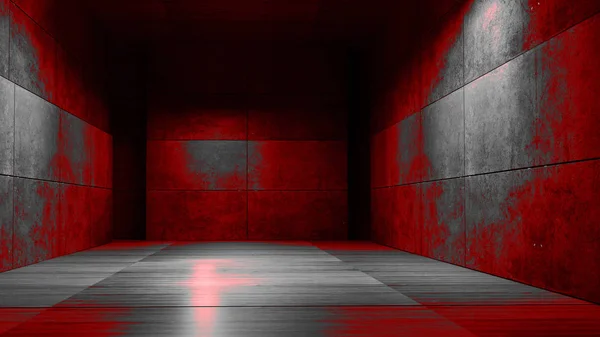 Тло темно металевої кімнати 3d візуалізація — стокове фото