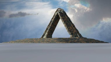 Space Gate into other world 3d rendering