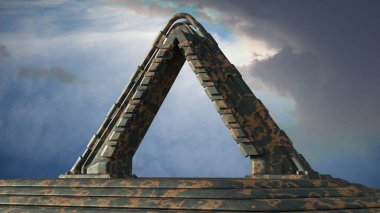 Space Gate into other world 3d rendering