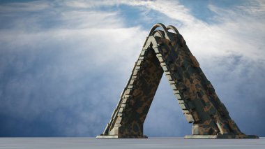 Space Gate into other world 3d rendering