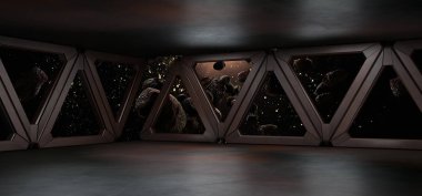 Uzay Galaksisi 3D görüntülü bilim kurgu koridoru