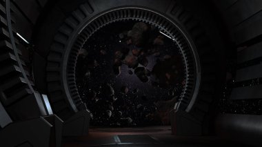 Uzay Galaksisi 3D görüntülü bilim kurgu koridoru