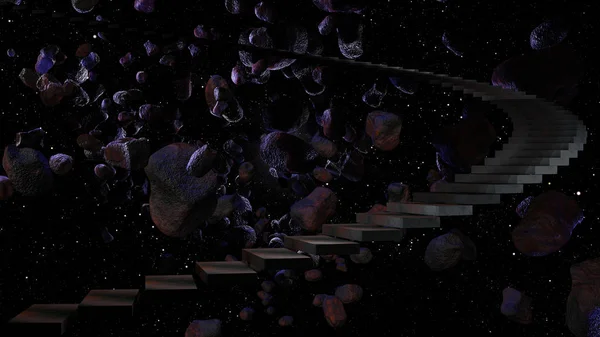 Kozmosa giden merdiven 3D görüntüleme — Stok fotoğraf