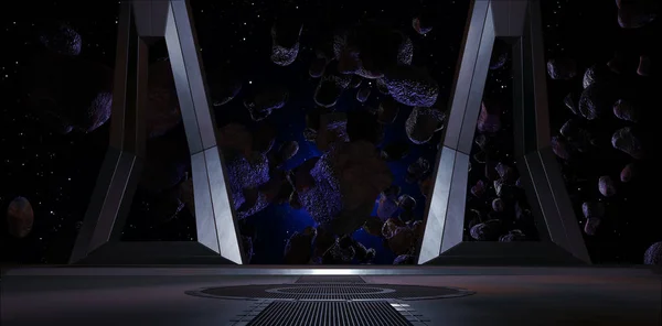 宇宙銀河3Dレンダリングを視野に入れたSF回廊 — ストック写真
