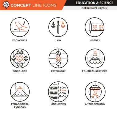 Concept Line Icons. Social sciences clipart