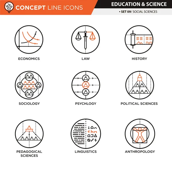Concept Line Icons. Ciencias sociales — Vector de stock