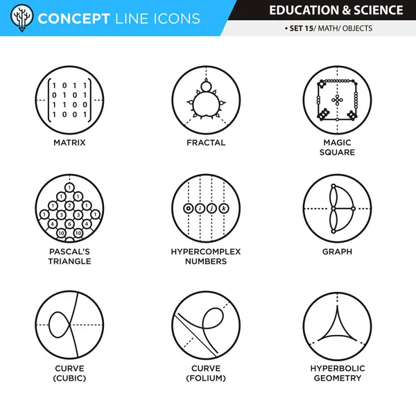 Concept Line Iconos Set 14 Matemáticas — Vector de stock