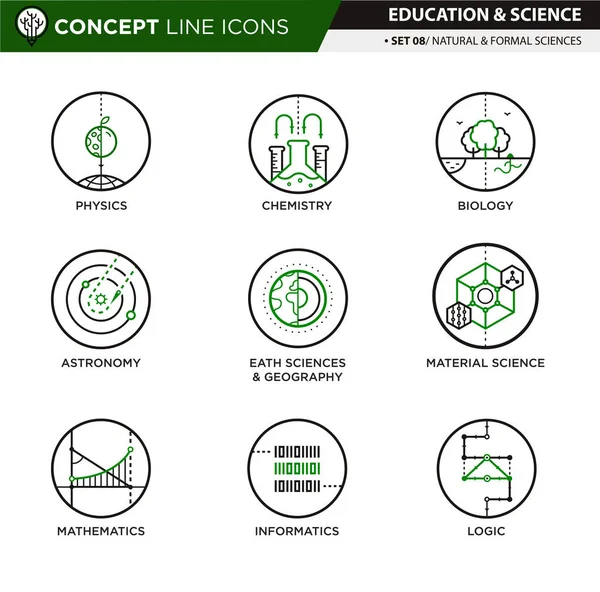 Concept Line Icons Set 7 Ciencias formales naturales — Vector de stock