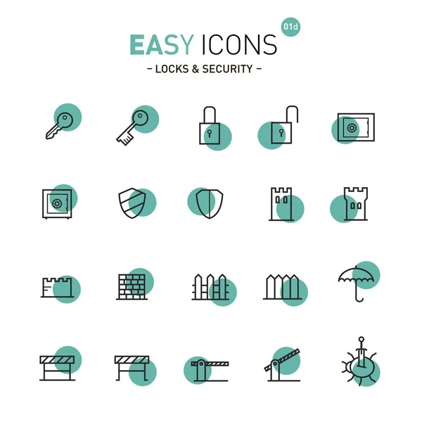Iconos fáciles 01a Seguridad — Archivo Imágenes Vectoriales