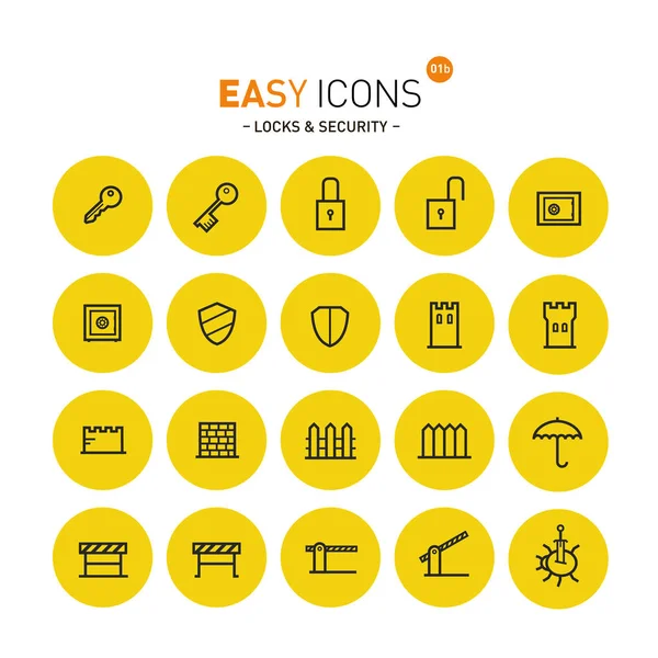 Iconos fáciles 01 Seguridad — Archivo Imágenes Vectoriales