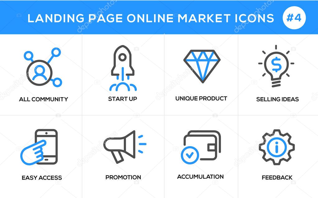 Flat line design concept icons for online shopping, website banner and landing page