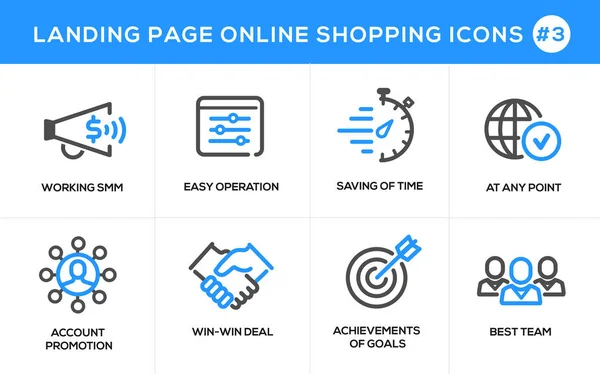 Icônes de conception de ligne plate pour le magasinage en ligne, bannière de site Web et page de destination — Image vectorielle