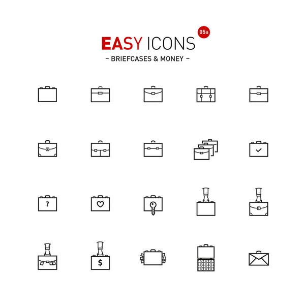 Lätt ikoner 05a portföljer — Stock vektor
