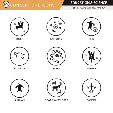 Konsept sanat hattı simgeler ayarla 17 mağara