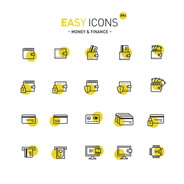 Iconos fáciles 09d Dinero — Vector de stock