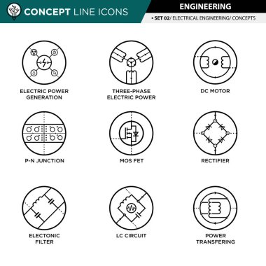 02 mühendislik kavramı satır Icons Set