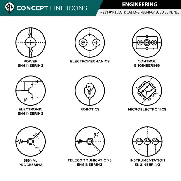 Concept Line Iconos Set 01 Ingeniería — Vector de stock
