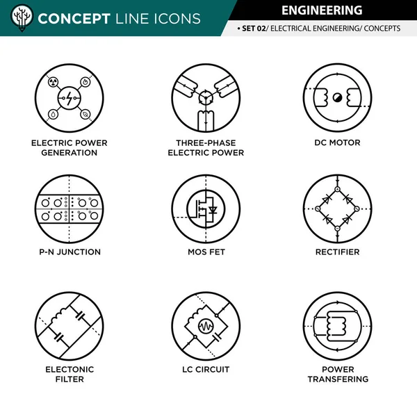 Concept Line Iconos Set 02 Ingeniería — Vector de stock