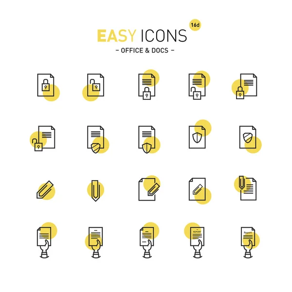 Iconos fáciles 16d Docs — Archivo Imágenes Vectoriales