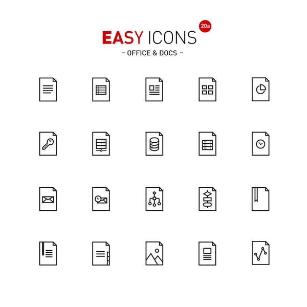 Iconos fáciles 20a Archivos — Vector de stock