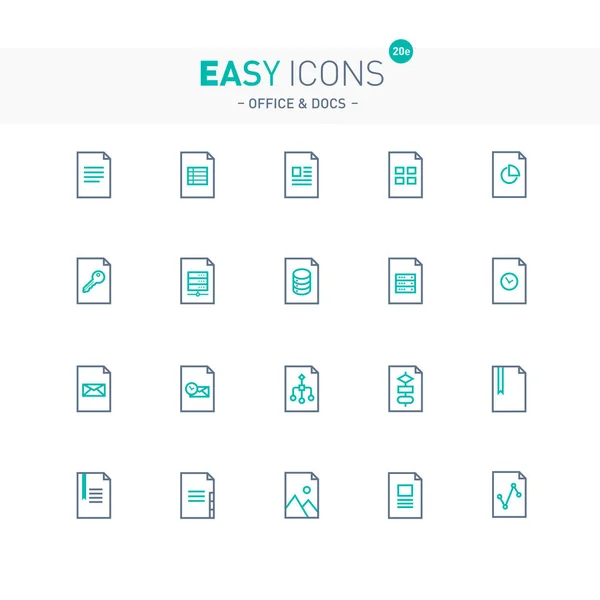 Lätt ikoner 20e filer — Stock vektor