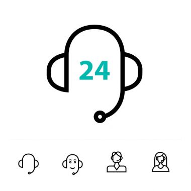 Çevrimiçi destek simgesini veya logo çizgi sanat stili