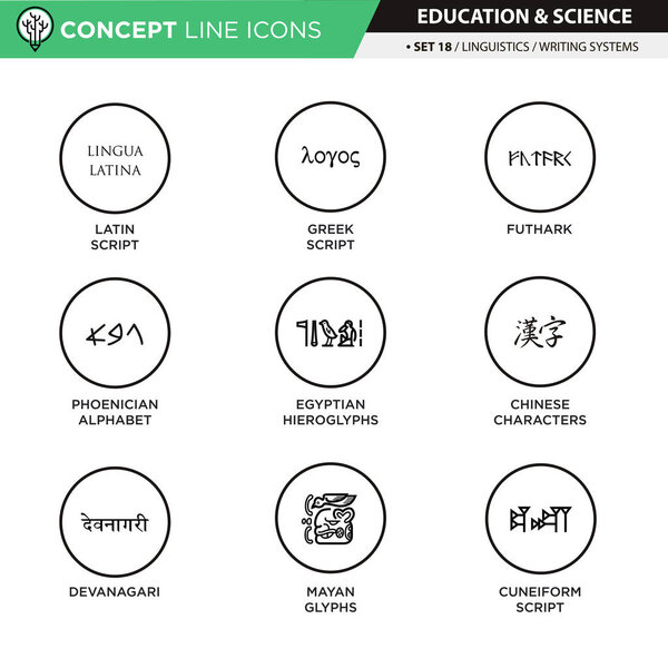 Concept Line Icons Set 18 Linguistics