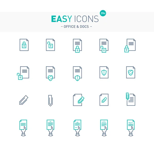 Iconos fáciles 16e Docs — Archivo Imágenes Vectoriales