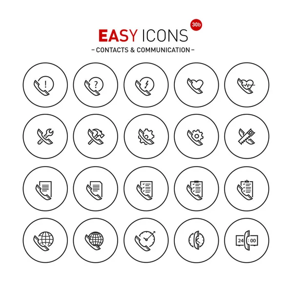 Lätt ikoner 30b kontakter — Stock vektor